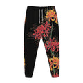 Red And Yellow Japanese Amaryllis Print Jogger Pants