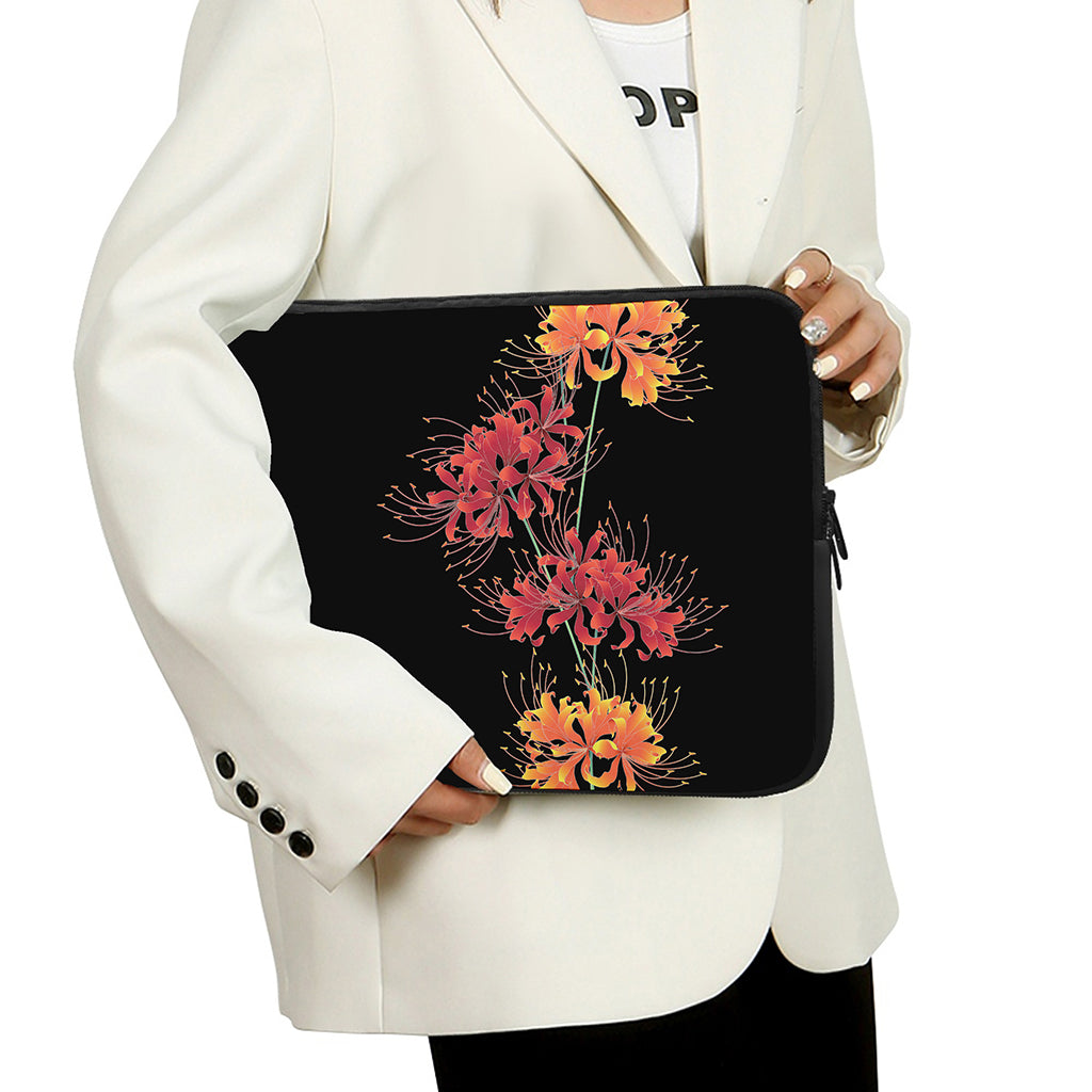 Red And Yellow Japanese Amaryllis Print Laptop Sleeve