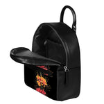 Red And Yellow Japanese Amaryllis Print Leather Backpack