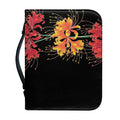 Red And Yellow Japanese Amaryllis Print Leather Bible Cover