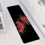 Red And Yellow Japanese Amaryllis Print Long Kitchen Mat