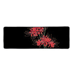 Red And Yellow Japanese Amaryllis Print Long Kitchen Mat