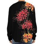 Red And Yellow Japanese Amaryllis Print Long Sleeve Baseball Jersey