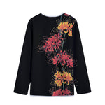 Red And Yellow Japanese Amaryllis Print Long Sleeve Short Coat