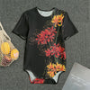 Red And Yellow Japanese Amaryllis Print Men's Bodysuit