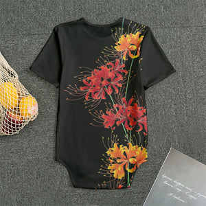 Red And Yellow Japanese Amaryllis Print Men's Bodysuit