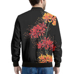 Red And Yellow Japanese Amaryllis Print Men's Bomber Jacket