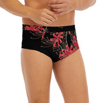 Red And Yellow Japanese Amaryllis Print Men's Briefs
