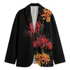 Red And Yellow Japanese Amaryllis Print Men's Cotton Blazer