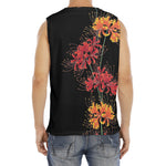 Red And Yellow Japanese Amaryllis Print Men's Fitness Tank Top