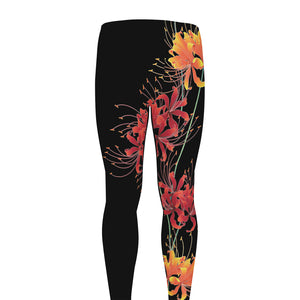 Red And Yellow Japanese Amaryllis Print Men's leggings