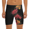 Red And Yellow Japanese Amaryllis Print Men's Long Boxer Briefs