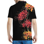 Red And Yellow Japanese Amaryllis Print Men's Polo Shirt