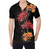 Red And Yellow Japanese Amaryllis Print Men's Shirt