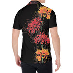 Red And Yellow Japanese Amaryllis Print Men's Shirt