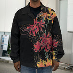 Red And Yellow Japanese Amaryllis Print Men's Shirt Jacket