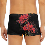 Red And Yellow Japanese Amaryllis Print Men's Short Boxer Briefs
