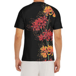 Red And Yellow Japanese Amaryllis Print Men's Short Sleeve Rash Guard