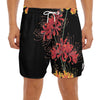 Red And Yellow Japanese Amaryllis Print Men's Split Running Shorts