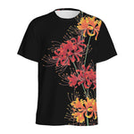 Red And Yellow Japanese Amaryllis Print Men's Sports T-Shirt