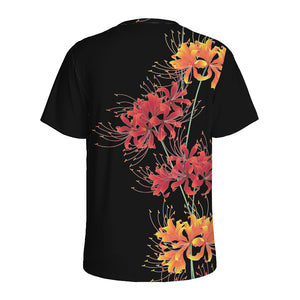 Red And Yellow Japanese Amaryllis Print Men's Sports T-Shirt