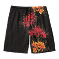 Red And Yellow Japanese Amaryllis Print Men's Swim Trunks
