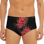 Red And Yellow Japanese Amaryllis Print Men's Triangle Swim Briefs