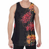 Red And Yellow Japanese Amaryllis Print Men's Velvet Tank Top