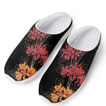 Red And Yellow Japanese Amaryllis Print Mesh Casual Shoes
