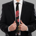 Red And Yellow Japanese Amaryllis Print Necktie