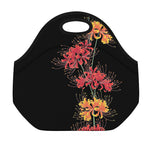 Red And Yellow Japanese Amaryllis Print Neoprene Lunch Bag