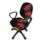 Red And Yellow Japanese Amaryllis Print Office Chair Cover