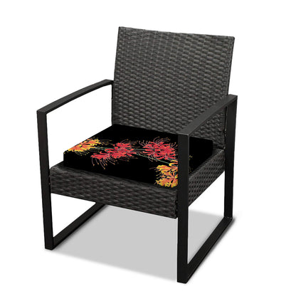 Red And Yellow Japanese Amaryllis Print Outdoor Seat Cushion Cover