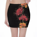 Red And Yellow Japanese Amaryllis Print Pencil Mini Skirt