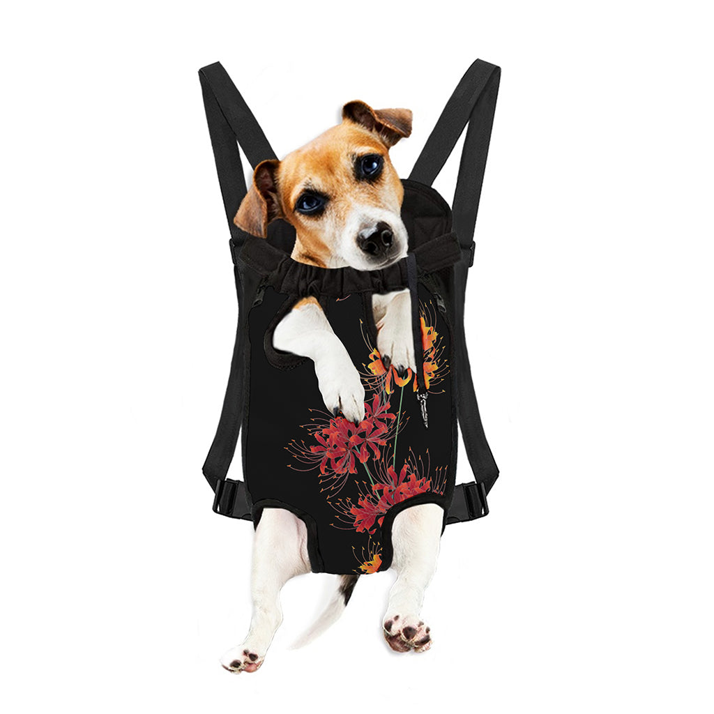 Red And Yellow Japanese Amaryllis Print Pet Carrier Backpack