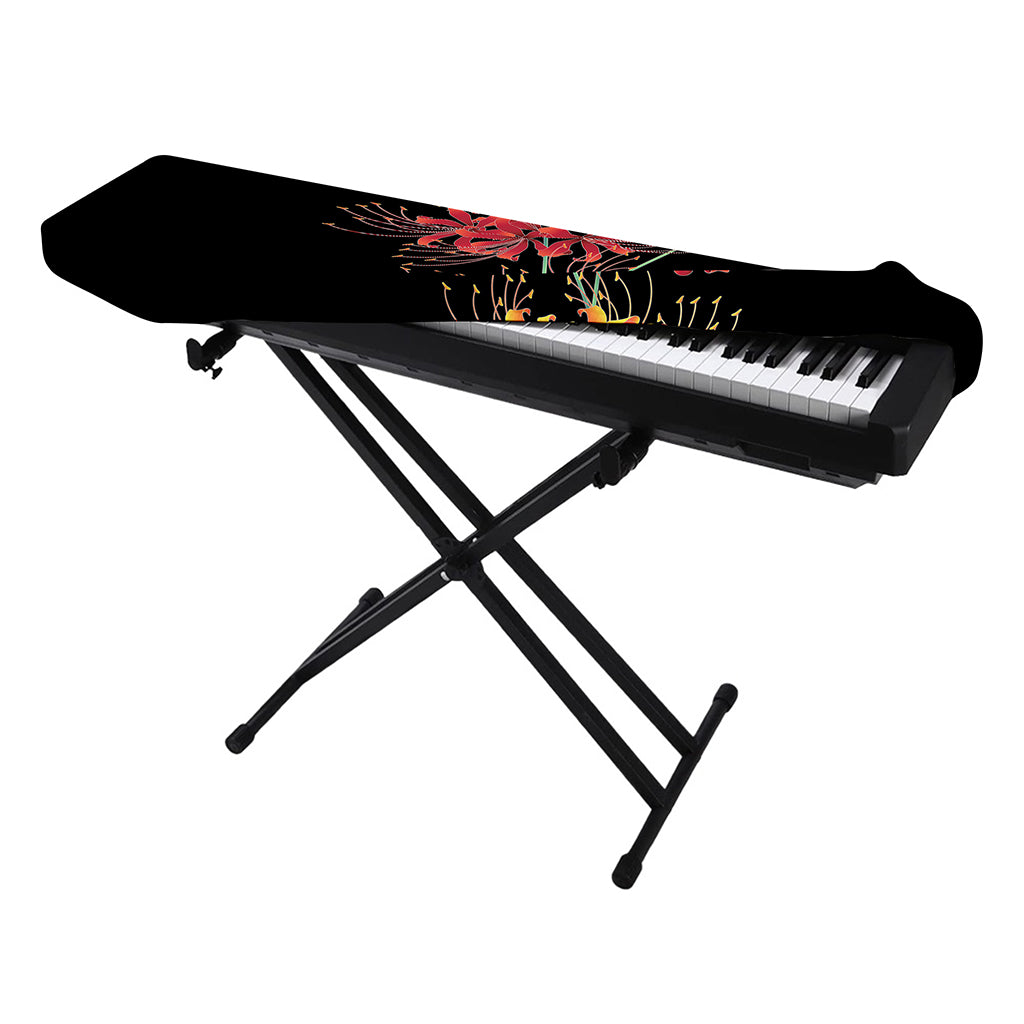 Red And Yellow Japanese Amaryllis Print Piano Keyboard Cover