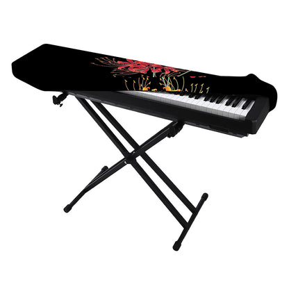 Red And Yellow Japanese Amaryllis Print Piano Keyboard Cover