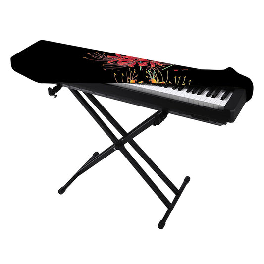 Red And Yellow Japanese Amaryllis Print Piano Keyboard Cover