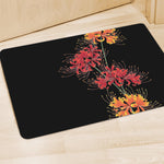 Red And Yellow Japanese Amaryllis Print Polyester Doormat