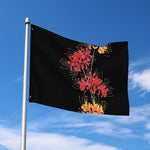 Red And Yellow Japanese Amaryllis Print Polyester Flag