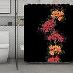 Red And Yellow Japanese Amaryllis Print Polyester Shower Curtain