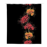 Red And Yellow Japanese Amaryllis Print Polyester Shower Curtain