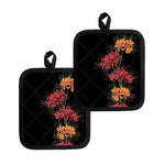 Red And Yellow Japanese Amaryllis Print Pot Holders