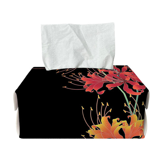 Red And Yellow Japanese Amaryllis Print Rectangle Tissue Box Cover