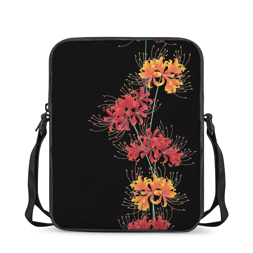 Red And Yellow Japanese Amaryllis Print Rectangular Crossbody Bag