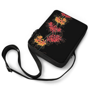 Red And Yellow Japanese Amaryllis Print Rectangular Crossbody Bag