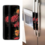 Red And Yellow Japanese Amaryllis Print Refrigerator Handle Covers