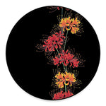 Red And Yellow Japanese Amaryllis Print Round Floor Mat