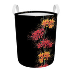 Red And Yellow Japanese Amaryllis Print Round Laundry Basket