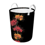 Red And Yellow Japanese Amaryllis Print Round Laundry Basket